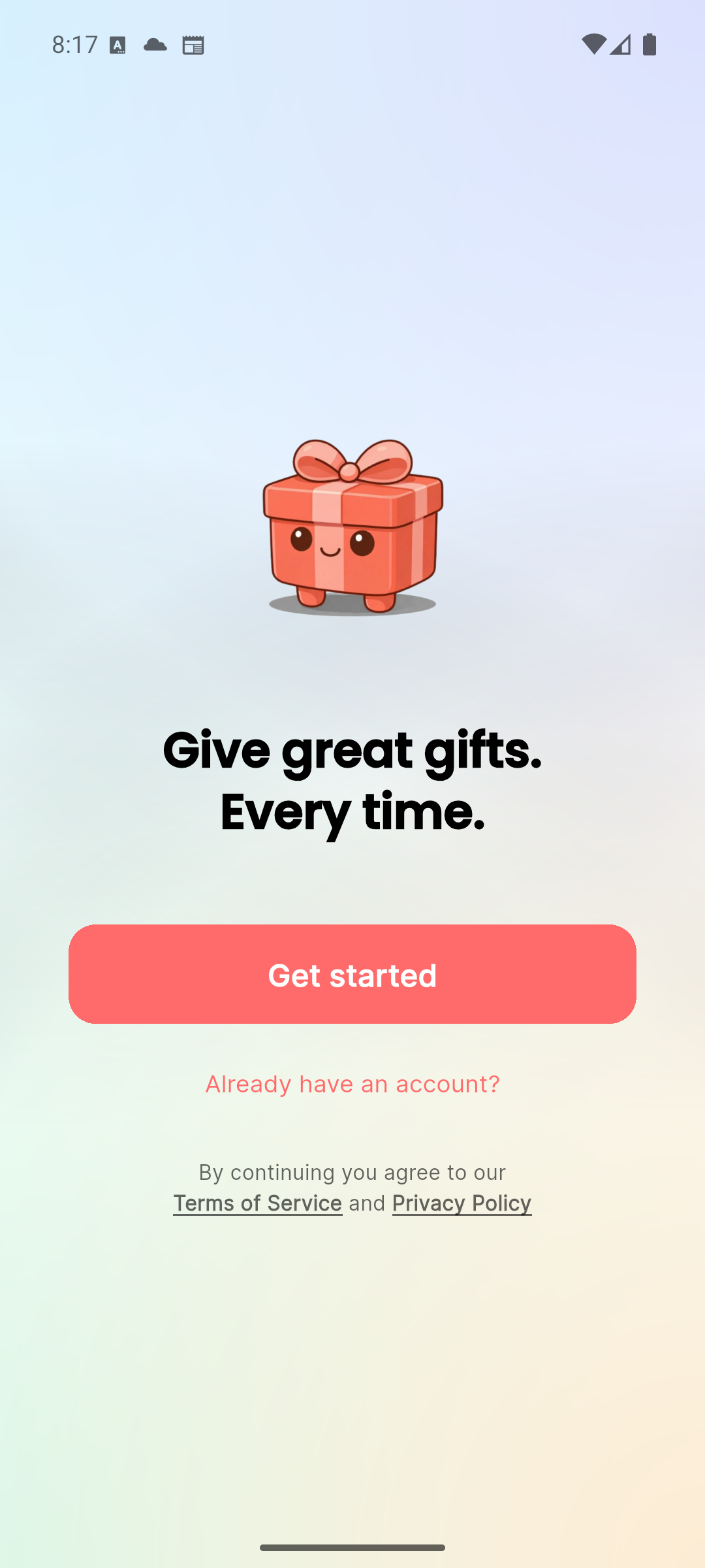 Gift Proof onboarding screen